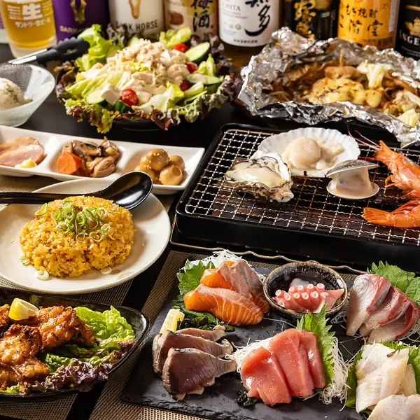 北海道産ホタテや広島産牡蠣を堪能！プレミアム海鮮コース全12品120分飲放付5500円（税込）