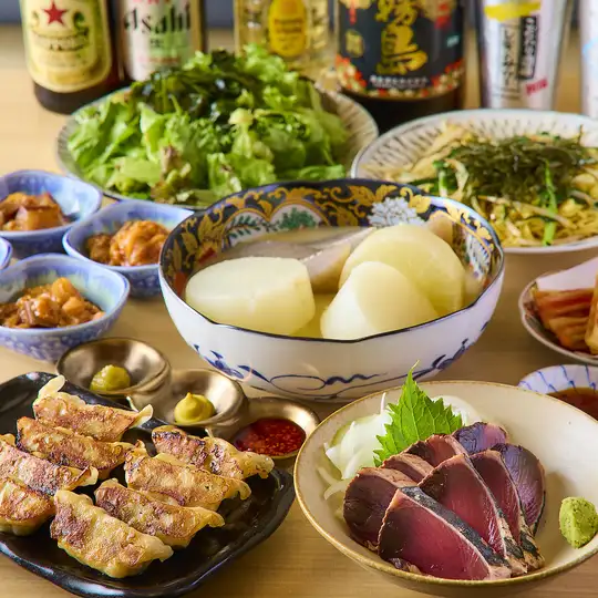 【宴会推荐】奢华！“满意套餐”包含3小时畅饮（含生啤）+ 9道菜 - 5000日元 ⇒ 4000日元