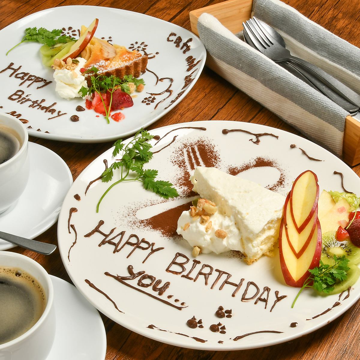 You can change the course to a dessert plate with a message for +1000 yen♪