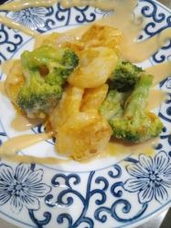 海老とブロッコリー マヨネーズ炒め