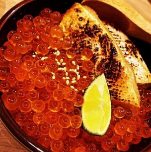 The legendary grilled salmon belly / grilled shrimp