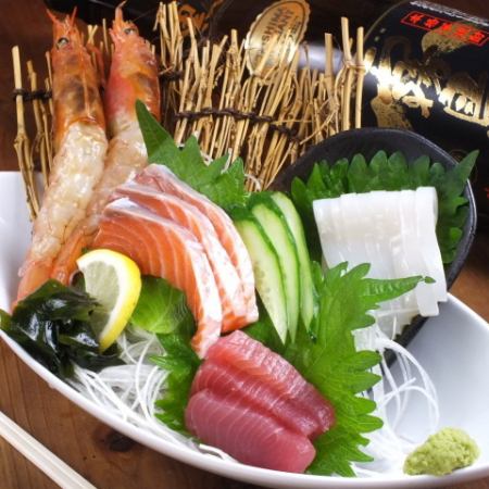 ◆ 【滨烧特选套餐】享用当天购买的新鲜生鱼片和牡蛎！包括8道菜和90分钟无限畅饮！