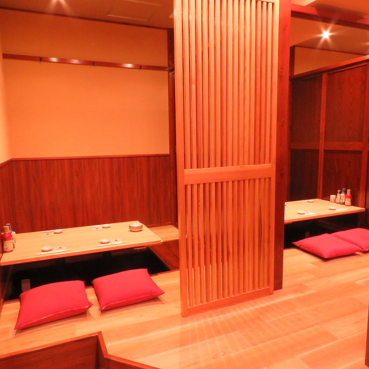 Enjoy a moment of conversation over a variety of local sake in a private room with a sunken kotatsu...