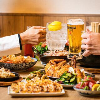 16～18時は生ビール、檸檬フィズ、焼餃子が全て半額！！！