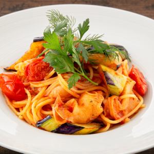 つぶ貝と茄子のアラビアータ