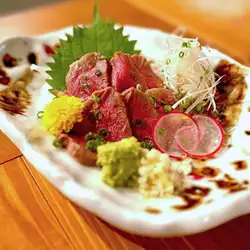 Yamato chicken thigh tataki / Beef tongue sashimi