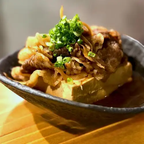 Chunky beef tendon and grated yam stir-fry / Wagyu beef and tofu