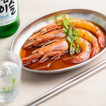 Raw shrimp marinated in soy sauce