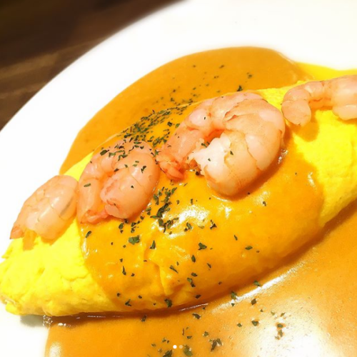 Cheese Omelette with Mushroom Sauce / Cheese Omelette with Shrimp and Americaine Sauce