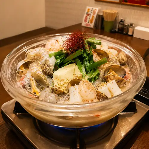 牛骨白湯　海鮮スンドゥブ鍋