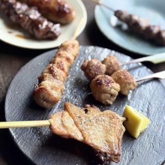 3時間飲み放題＋北海道中札内「田舎どり」焼き鳥5種など全11品コース6000円(税込)