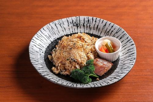 Boiled squid with garlic rice