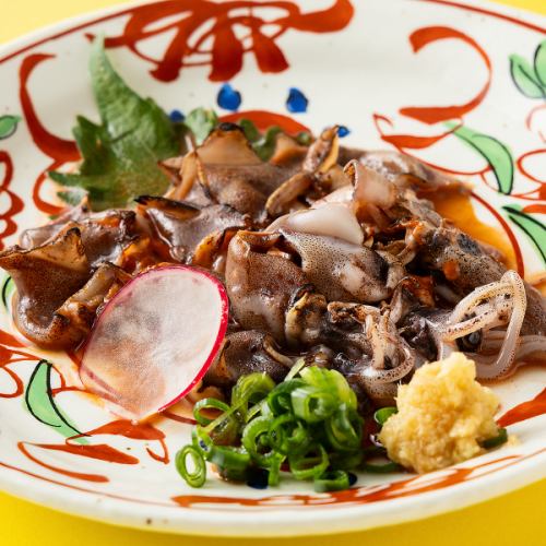 Grilled raw firefly squid