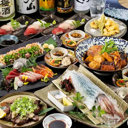 Winter Banquet [Hiiragi]: Fresh squid, carefully selected sashimi, seared chicken, thick-cut beef tongue, sushi (120-minute all-you-can-drink included)
