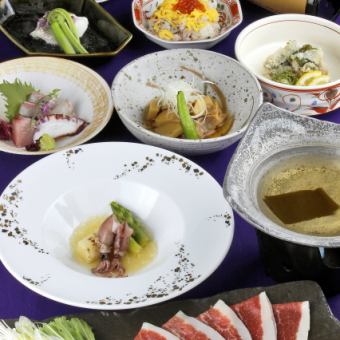 ◇樱花怀石料理套餐◇ [共8道菜] 原价8500日元（含税）⇒ 7000日元（含税），含110分钟畅饮