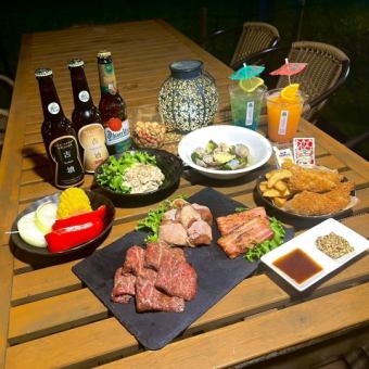 無限暢飲軟飲！夜間啤酒花園套餐（僅限6月至9月！） - 7道菜 - 4500日元（含稅）