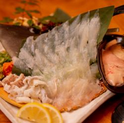Live filefish sashimi