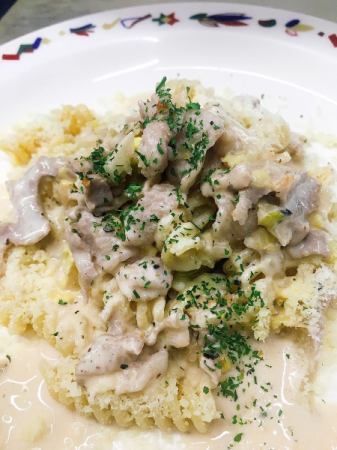 Tagliatelle of Iberian pork (Spanish) stewed in cream sauce