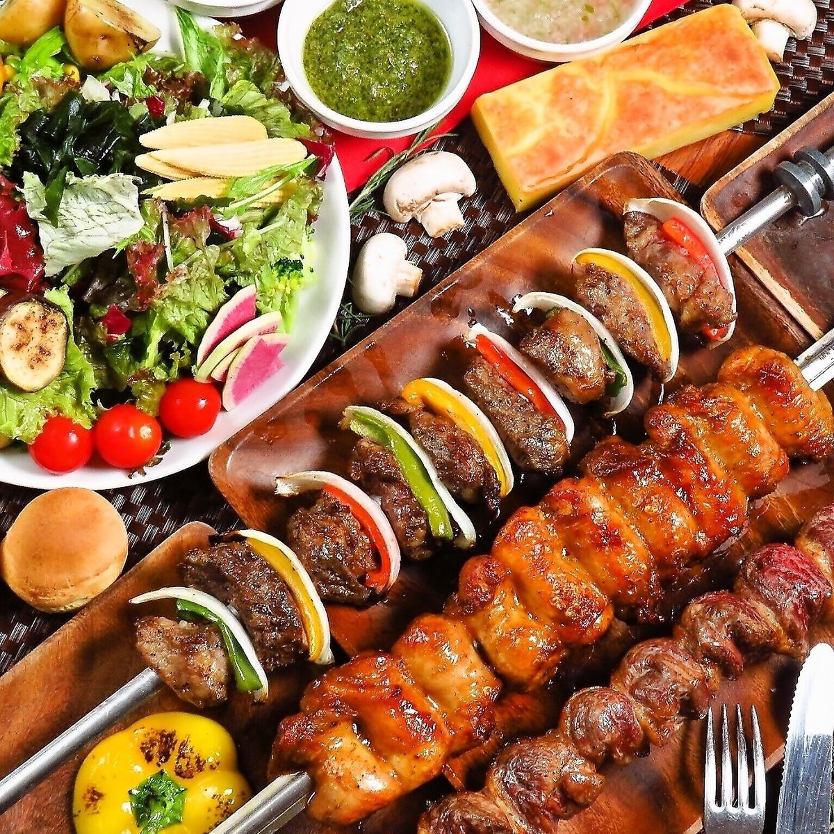 シュラスコ食べ放題＆飲み放題コースでお腹も心も大満足に♪