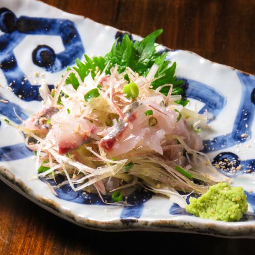 Seared striped horse mackerel with myoga ginger