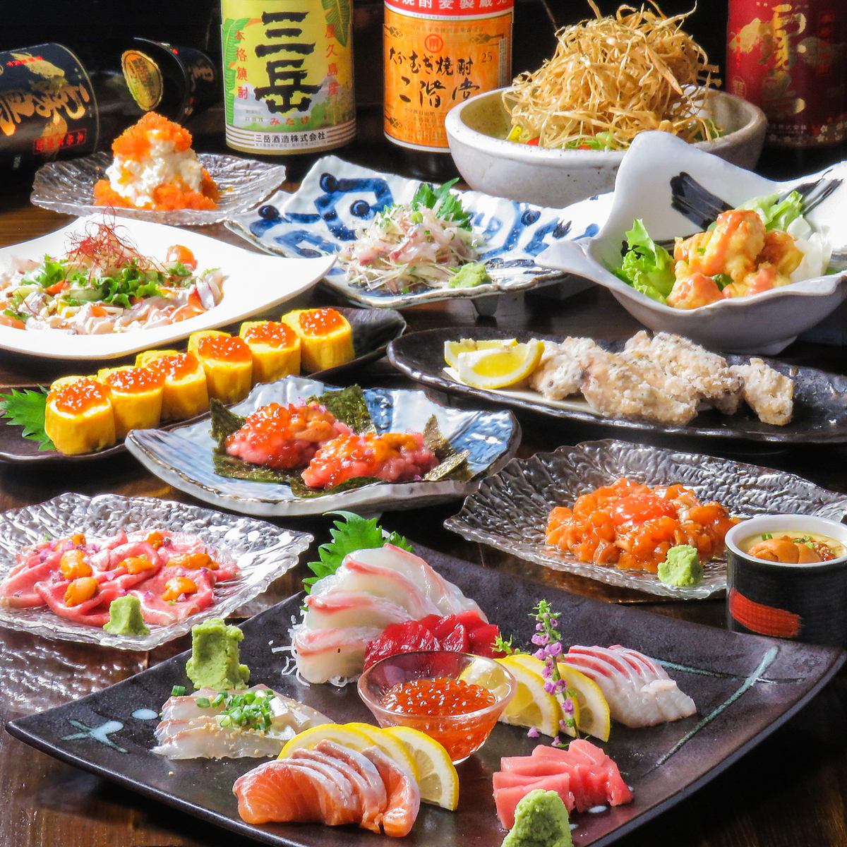 A variety of exquisite dishes made with carefully selected ingredients! The most popular course is 120 minutes of all-you-can-drink for 5,500 yen and up.