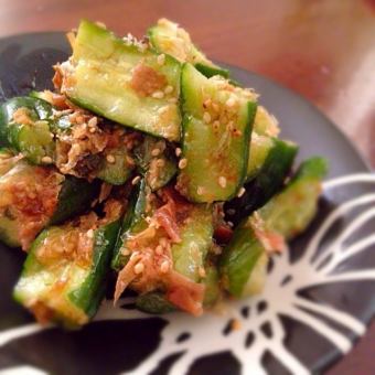 かち割り梅塩胡瓜のしらすのっけ