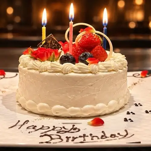 お祝いのケーキと活鮑、黒毛和牛を愉しむBirthday Course【ATOUT CELEBRATION】19,000円