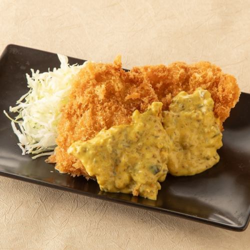 チキンカツ 小茄子のからし漬タルタル