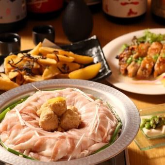 【３ｈ飲放】大人気の肉輪鍋から栗豚と鶏つくねの胡麻豆乳鍋が楽しめる豚輪コース3,500円