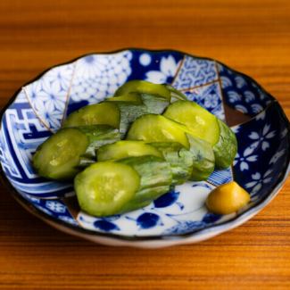 Cucumber pickled in rice bran