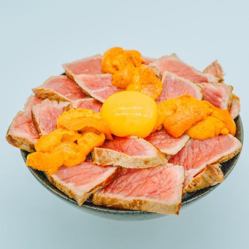 Sea urchin and beef steak bowl