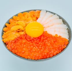 甜虾海胆三文鱼子碗