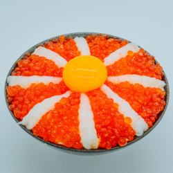 [二色丼] 甜虾鲑鱼子盖饭