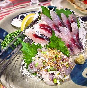 Flying fish sashimi