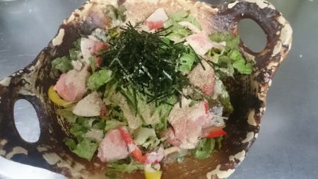 Seafood sesame shabu-shabu salad