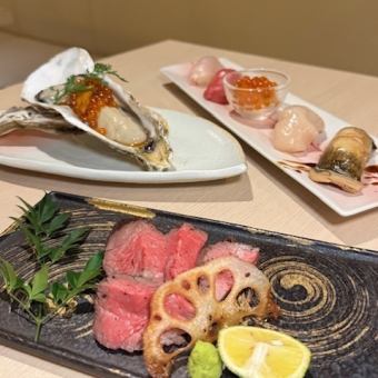 【歓送迎会向け　飲み放題付】宝石牡蠣と握り　祥春コース