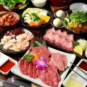 【90分钟无限畅饮！】精选黑毛和牛稀有部位和红肉！黑毛和牛套餐（共11道菜品）7,500日元