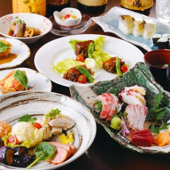 [仅限周一至周四！] 3小时悠闲套餐，从生鱼片到最终菜，包括鲭鱼寿司在内的8种菜肴都很受欢迎！ 5,000日元