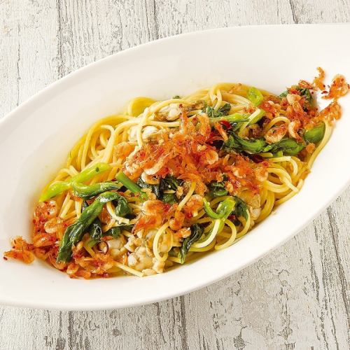 桜海老と菜の花のペペロンチーノ