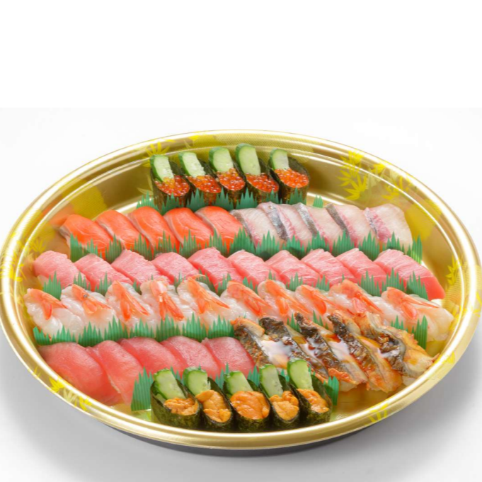 We offer fresh sushi. We also recommend the special gourmet platter for takeout.