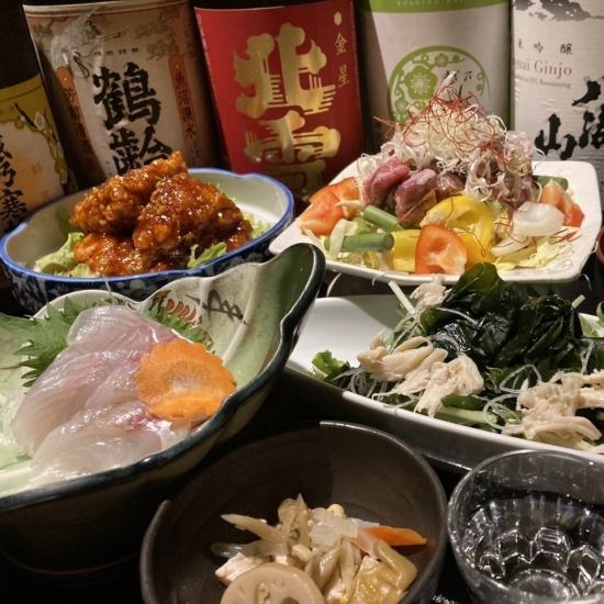 For all kinds of banquets! Individual servings of sashimi platters and other dishes★4,000 yen course with all-you-can-drink included
