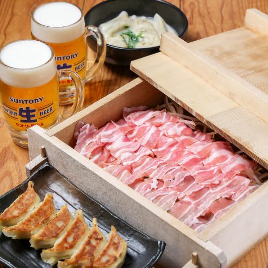 7月限定【旬野菜と国産豚のせいろ蒸しコース】飲み放題付 4,500円（税込）