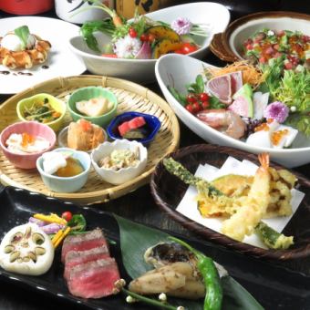 【宴会おすすめ】旬の食材で織り成す創作5品コース3850円(+1800円で120分飲み放題付※LO30分前)