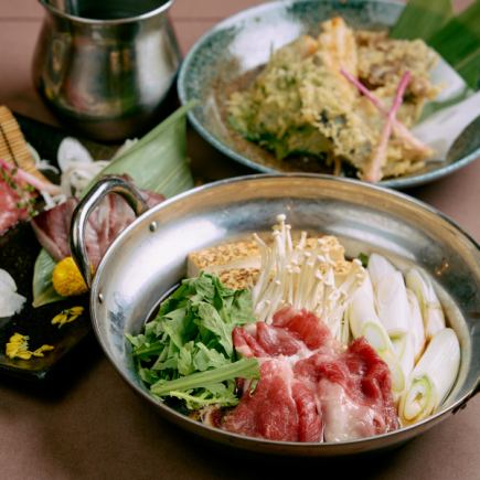 【和牛壽喜燒】熊本馬刺身3種×和牛×牛舌!主廚精選壽喜燒套餐【2.5小時暢飲】