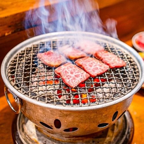 Delicious yakiniku grilled over charcoal