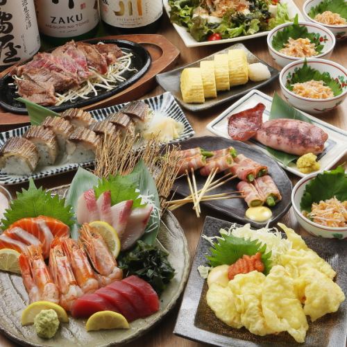 [Draft beer OK! 120 minutes all-you-can-drink included] Luxury sashimi and beef steak course 4,950 yen (tax included)