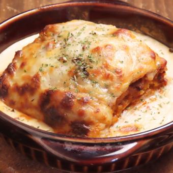 Homemade meat sauce lasagna