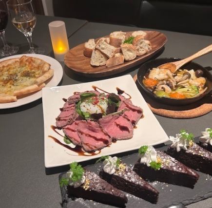 【女子会コース】90分飲み放題付！自家製ローストビーフ含む全5品3000円(税込)