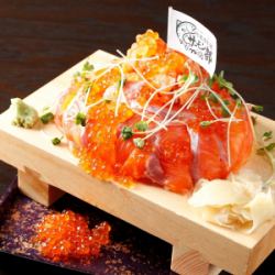 青森サーモン&いくら!!豪華ぶっとびタワー盛り(銀しゃり入り)