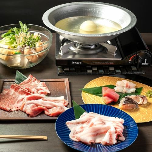 [Senshu Inunaki Pork and Onion Shabu-shabu Course] Enjoy the rare Inunaki pork and onions from Kizumi, Kaizuka City